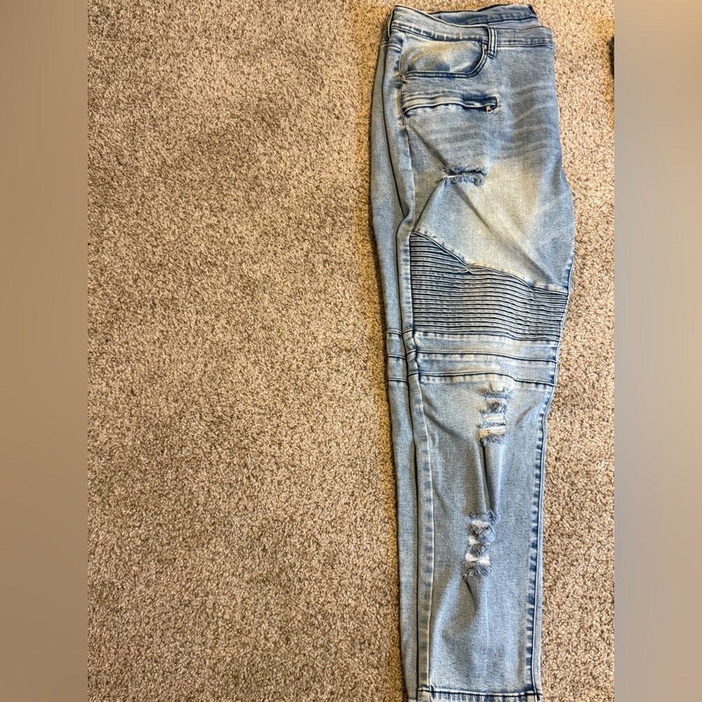Stylish Distressed Blue Jeans